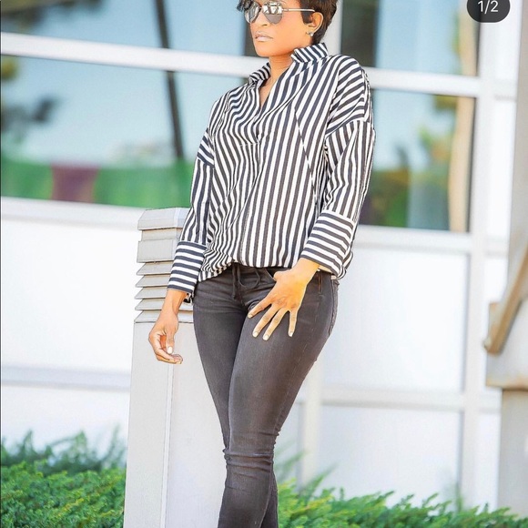 FAVLUV 3/4 Sleeve Striped Tunic Top - Picture 1 of 3